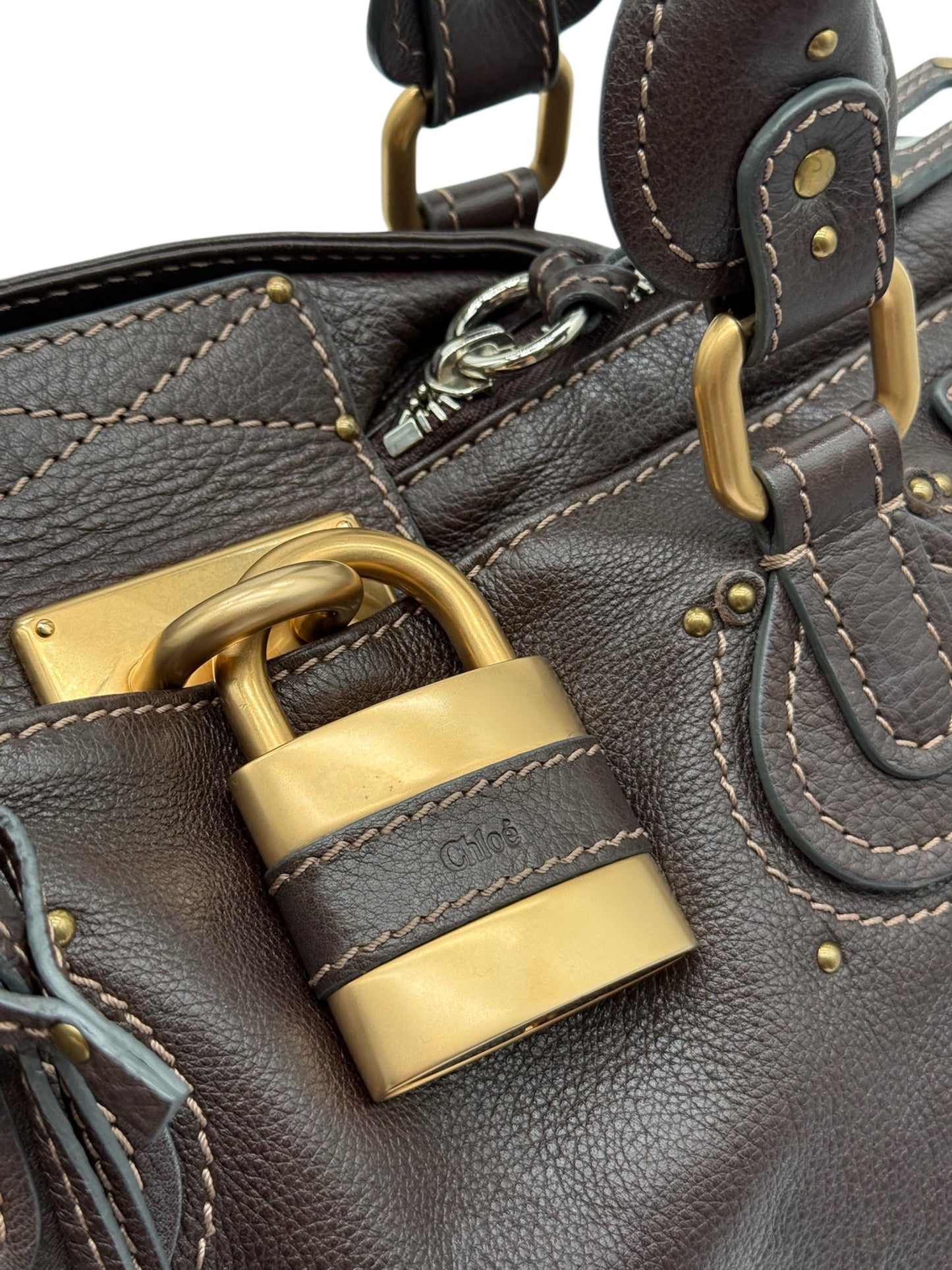 Chloe Vintage Chocolate Brown Calfskin Medium Paddington Shoulder Bag