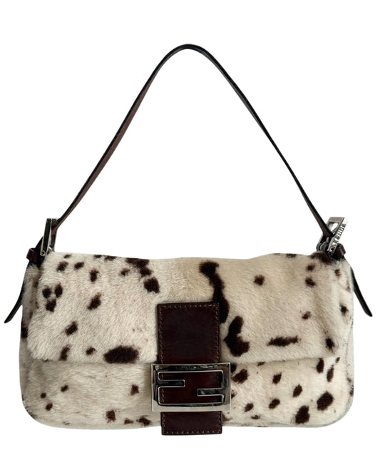 Fendi Vintage Spotted Dalmation Shoulder Baguette Bag