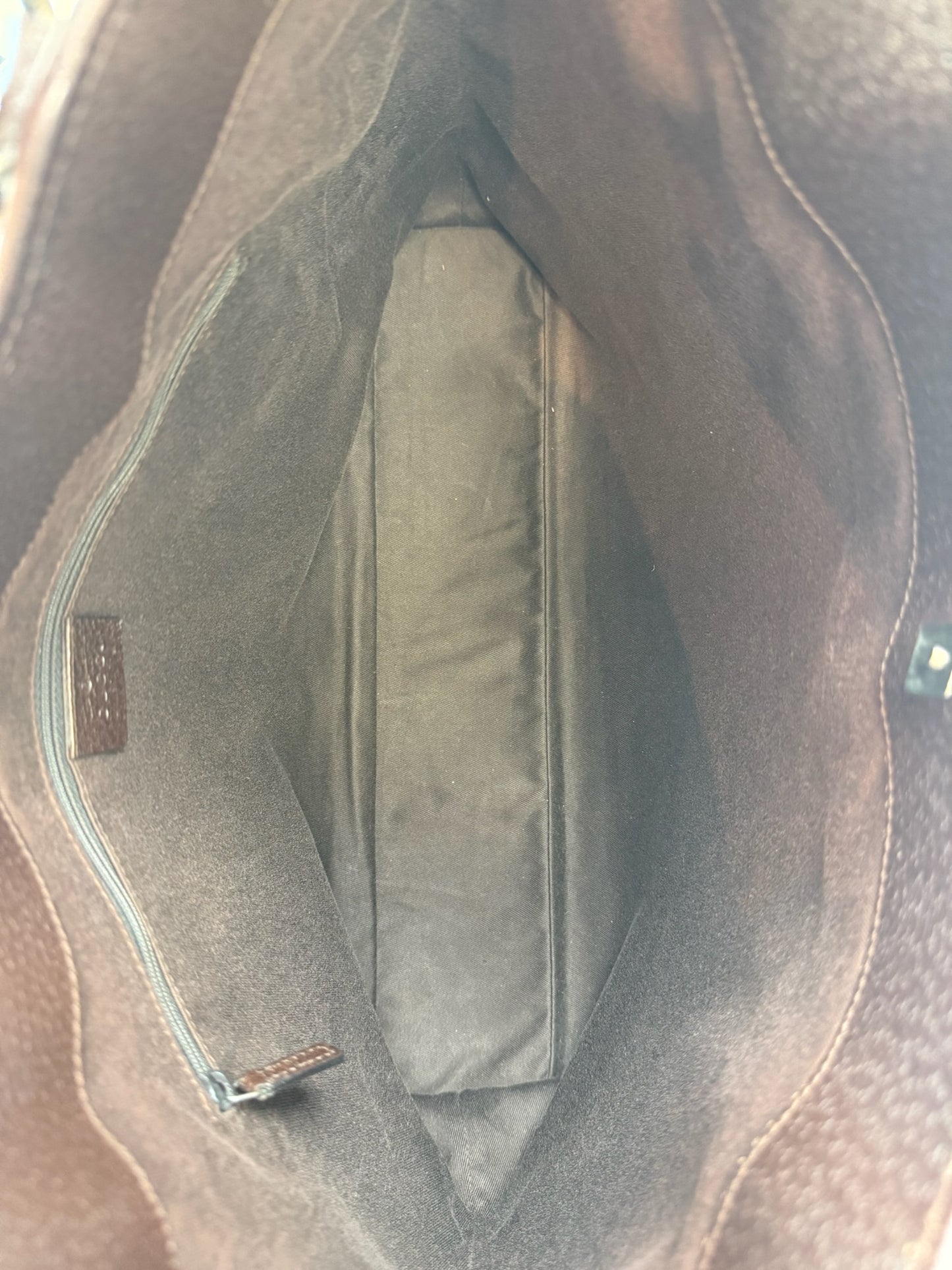 Gucci Vintage Brown GG Monogram Brown Leather Trim Top Large Shoulder Tote Bag