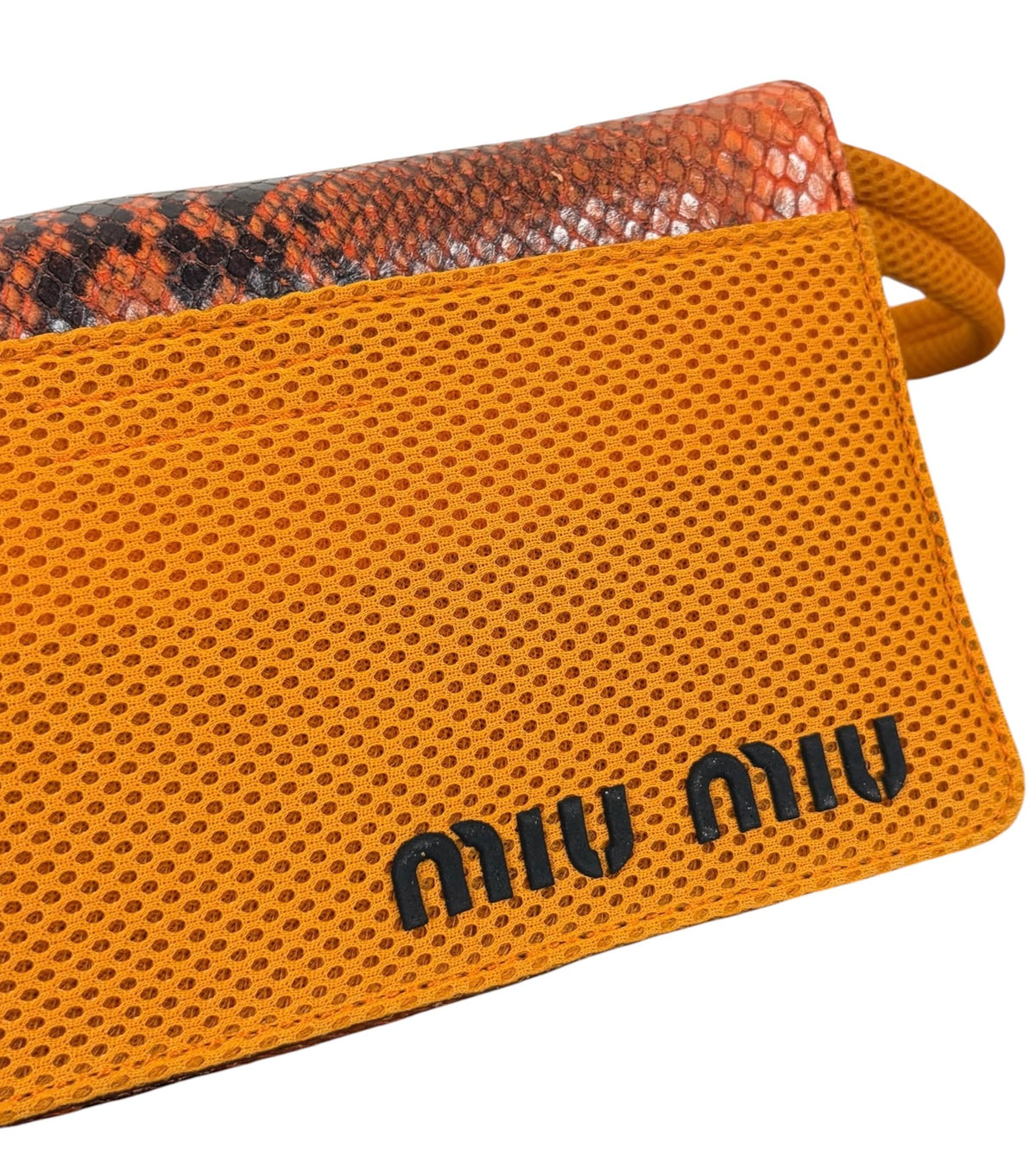 Miu Miu Vintage 1999 Orange Python Mesh Small Shoulder Pochette Bag