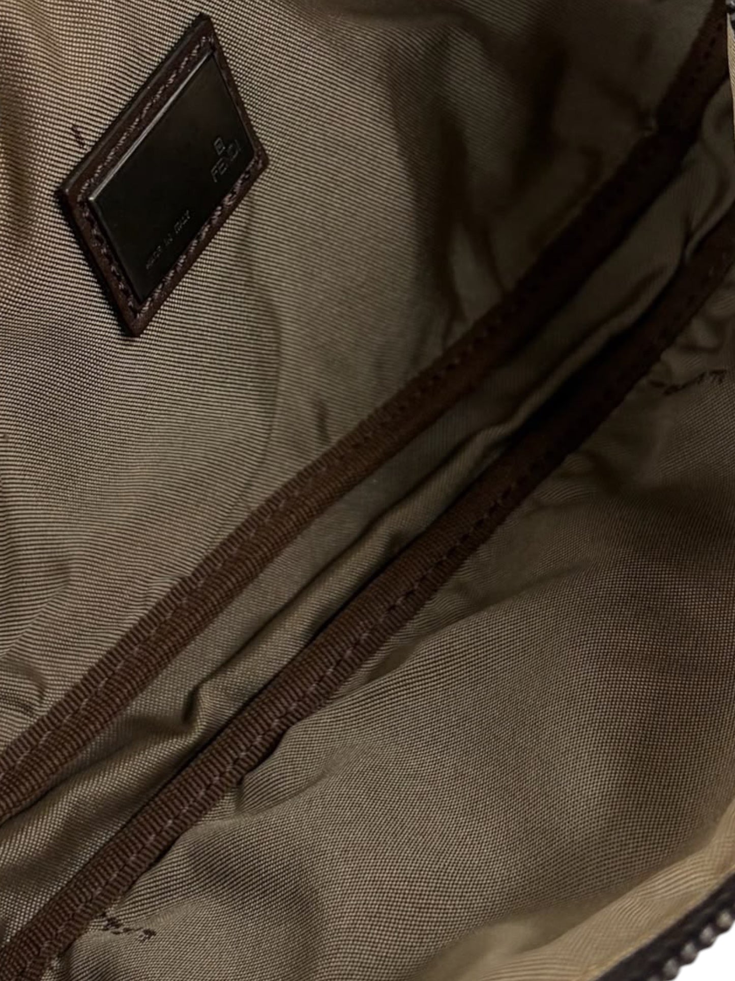 Fendi Vintage Light Brown Zucchino Zucca Monogram Small Half Moon Shoulder Pochette Bag