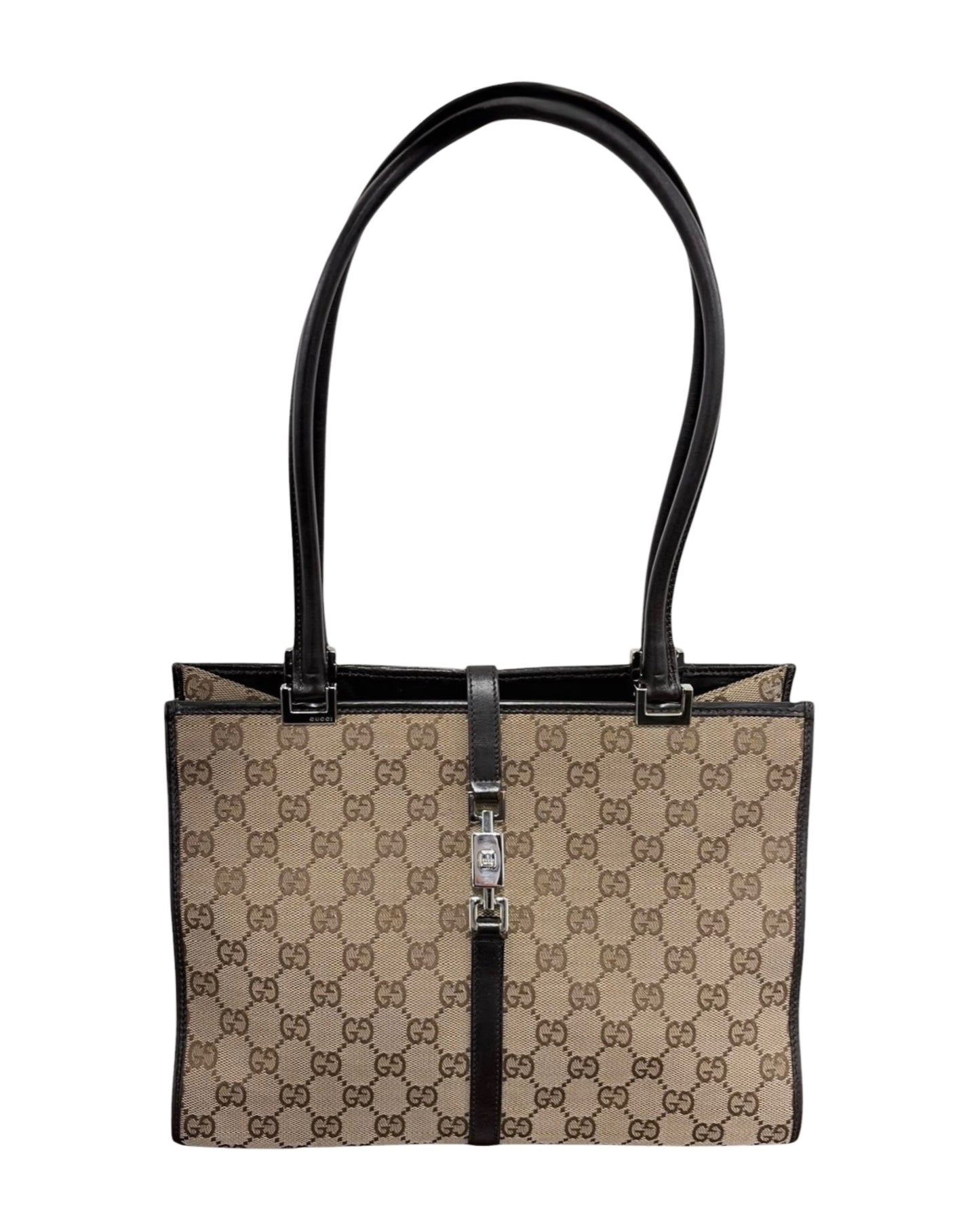 Gucci Vintage Brown GG Monogram Square Style Jackie Shoulder Bag