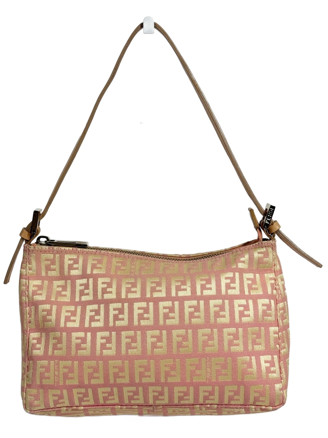 Fendi Vintage Pink & Yellow Zucca Monogram Medium Pochette