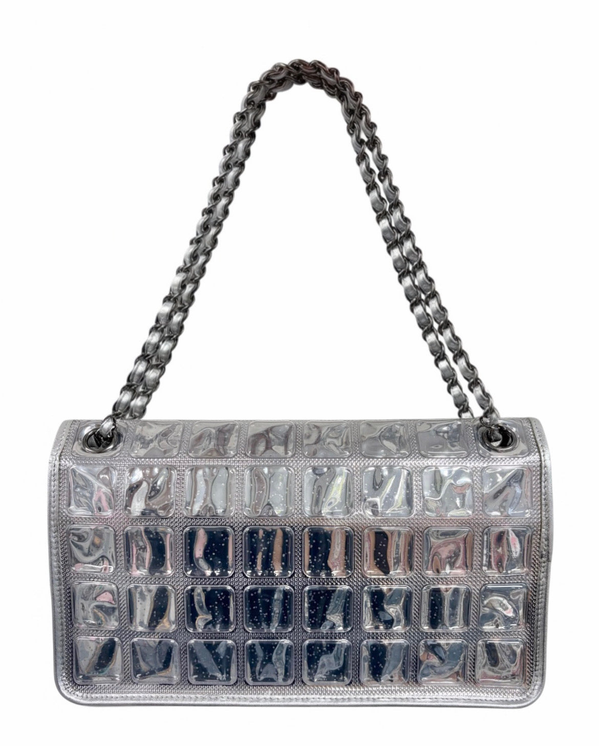 Chanel Vintage 2008 Cruise Collection Silver Ice Cube Large Classic Single Flap Bag