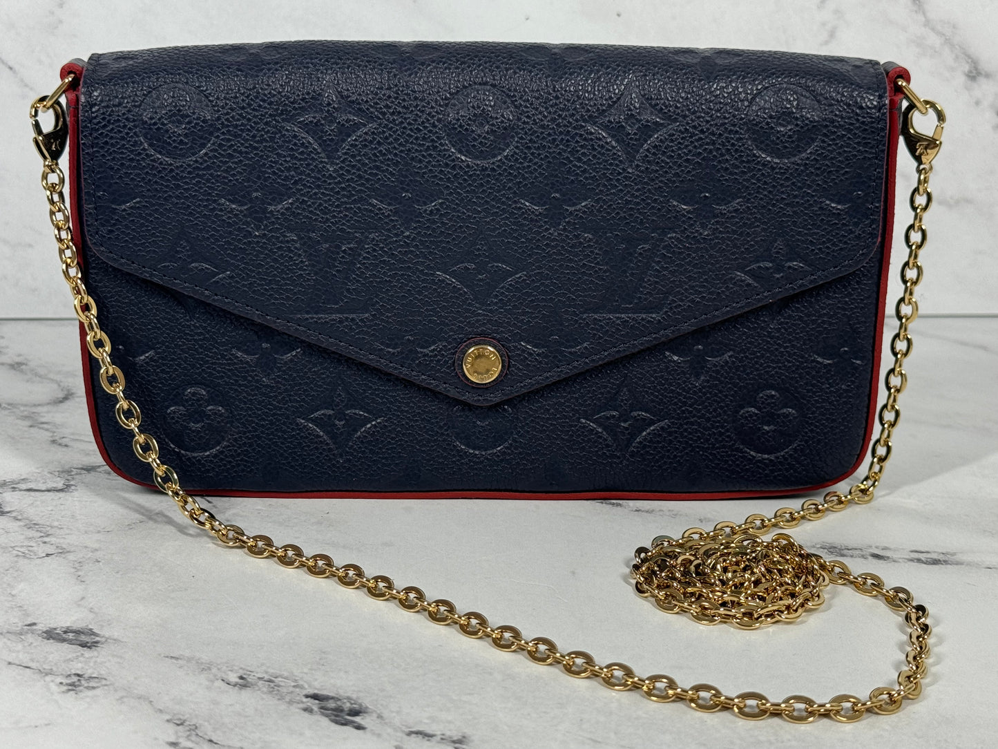 Louis Vuitton Marine Rouge Monogram Empreinte Leather Félicie Pochette