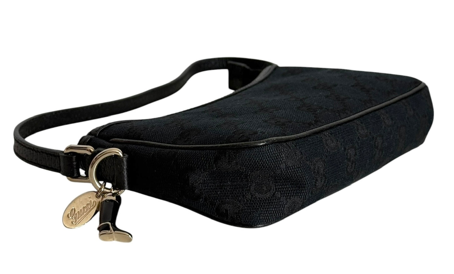 Gucci Vintage Black GG Monogram Mini Charmy Shoulder Pochette Bag