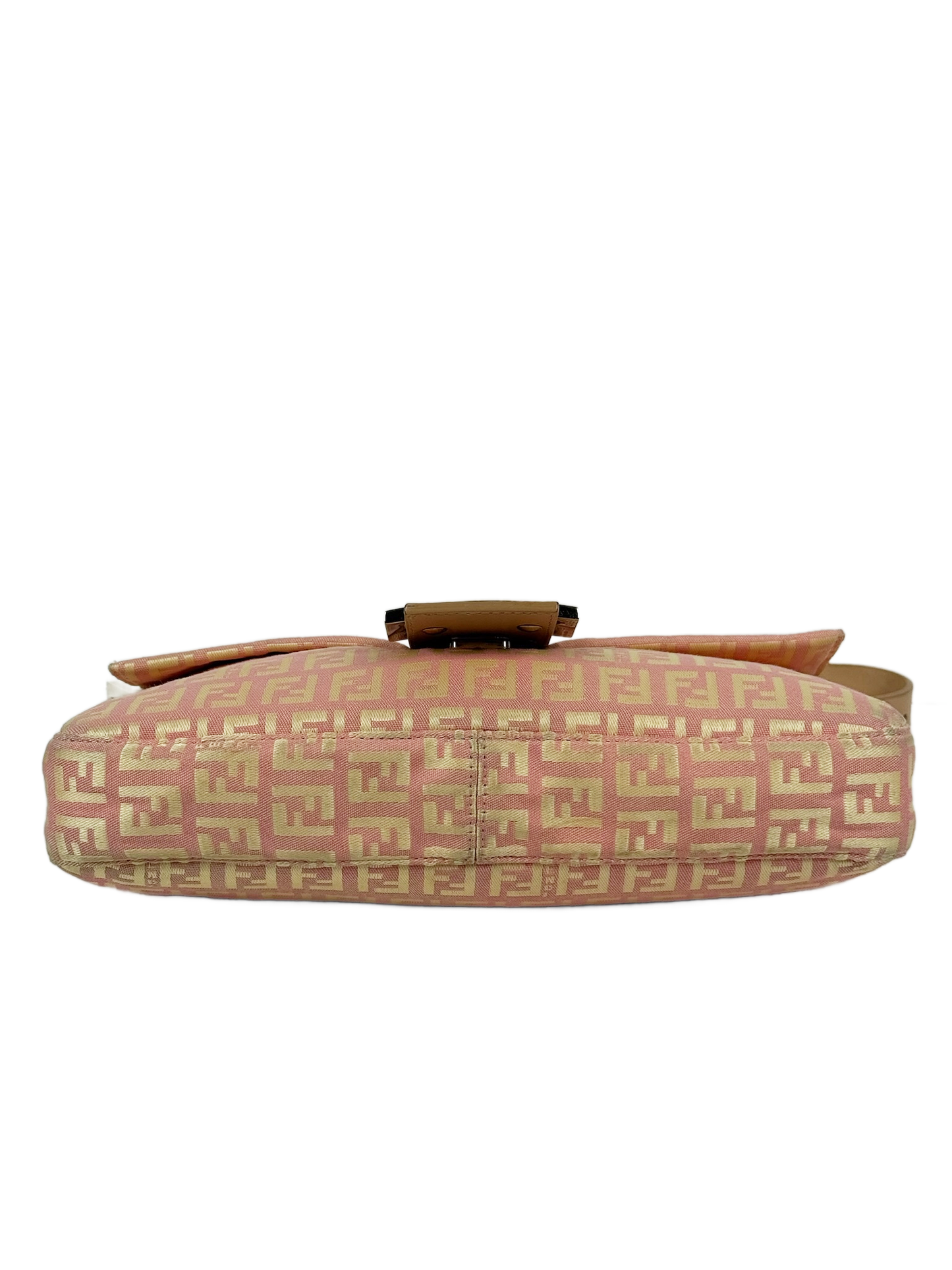 Fendi Vintage Pink & Yellow Zucca Monogram Shoulder Baguette Bag