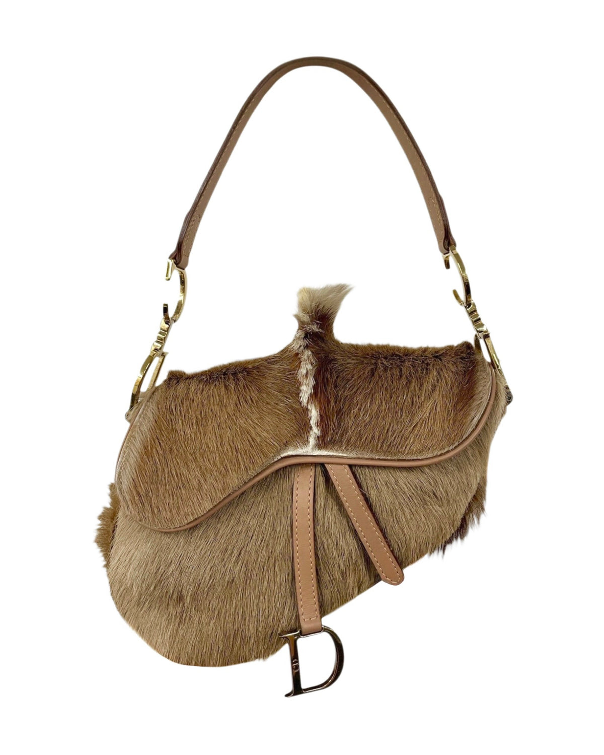 Dior by John Galliano Vintage 2000 Pony Hair Mohawk Mini Saddle Bag