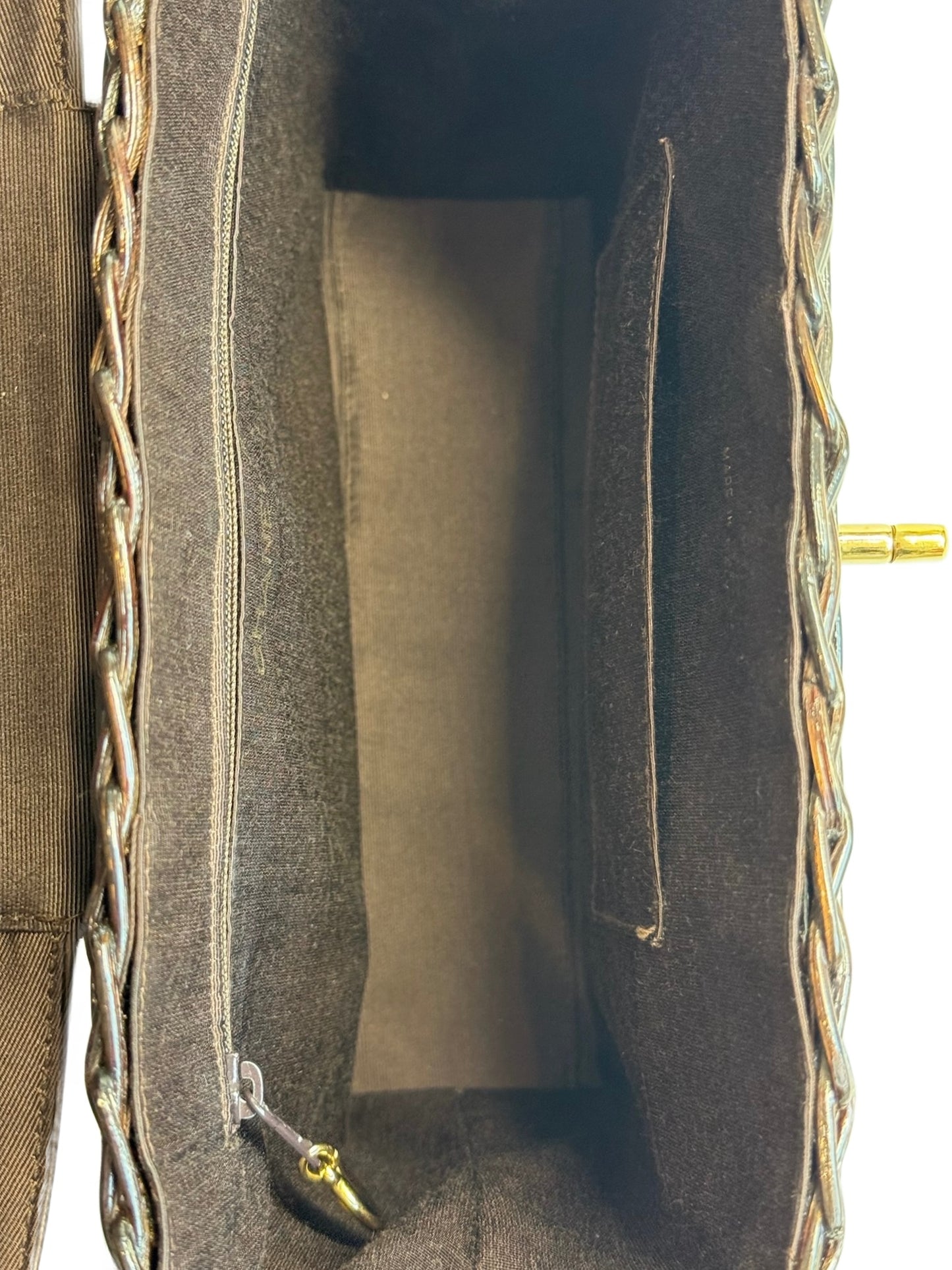 Chanel Vintage 1999 Dark Brown Wicker Rattan Picnic Basket Lambskin Trim Top Handle Shoulder Bag w 24K GPHW