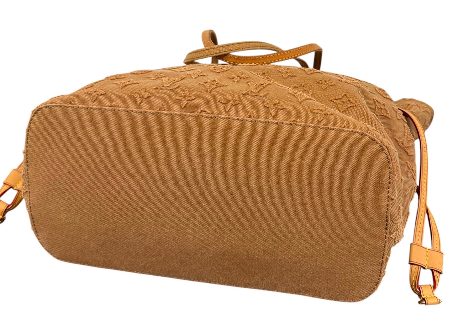 Louis Vuitton 2013 Cruise Collection Stone Beige Denim Monogram Neverfull MM Shoulder Tote Bag