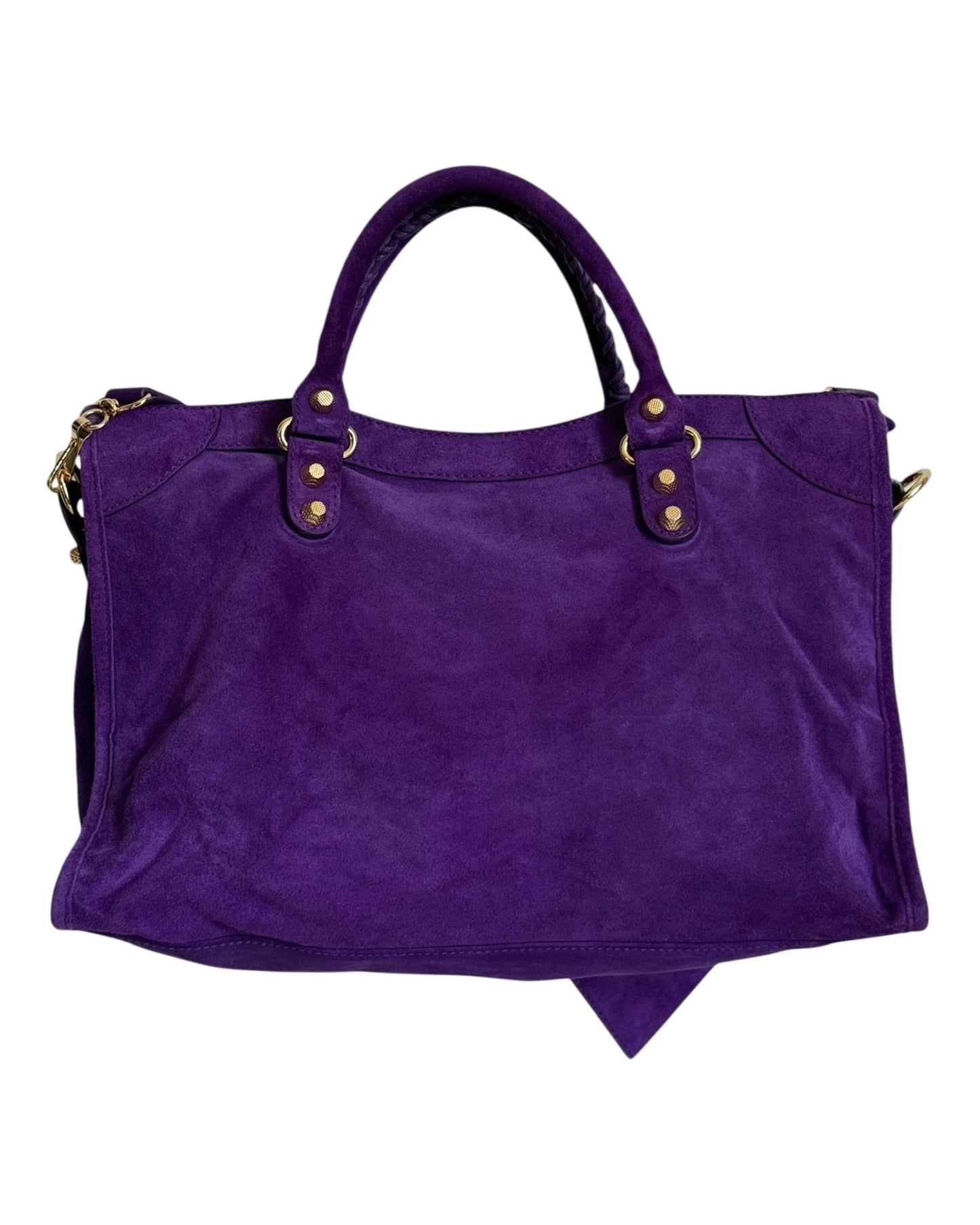 Balenciaga Ultra Violet Purple Suede Medium Giant 12 City Bag with Gold Hardware