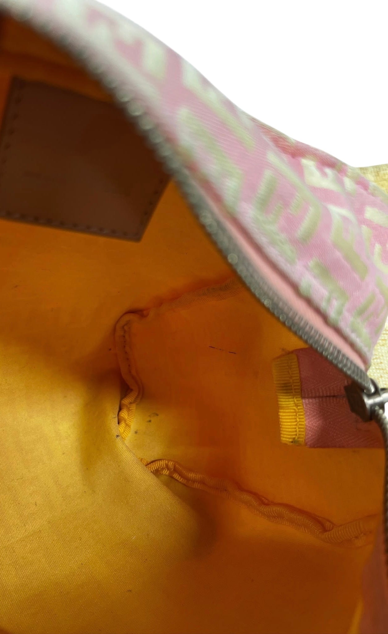 Fendi Vintage Pink and Yellow Zucchino Zucca Monogram Mini Top Handle Pochette Bag