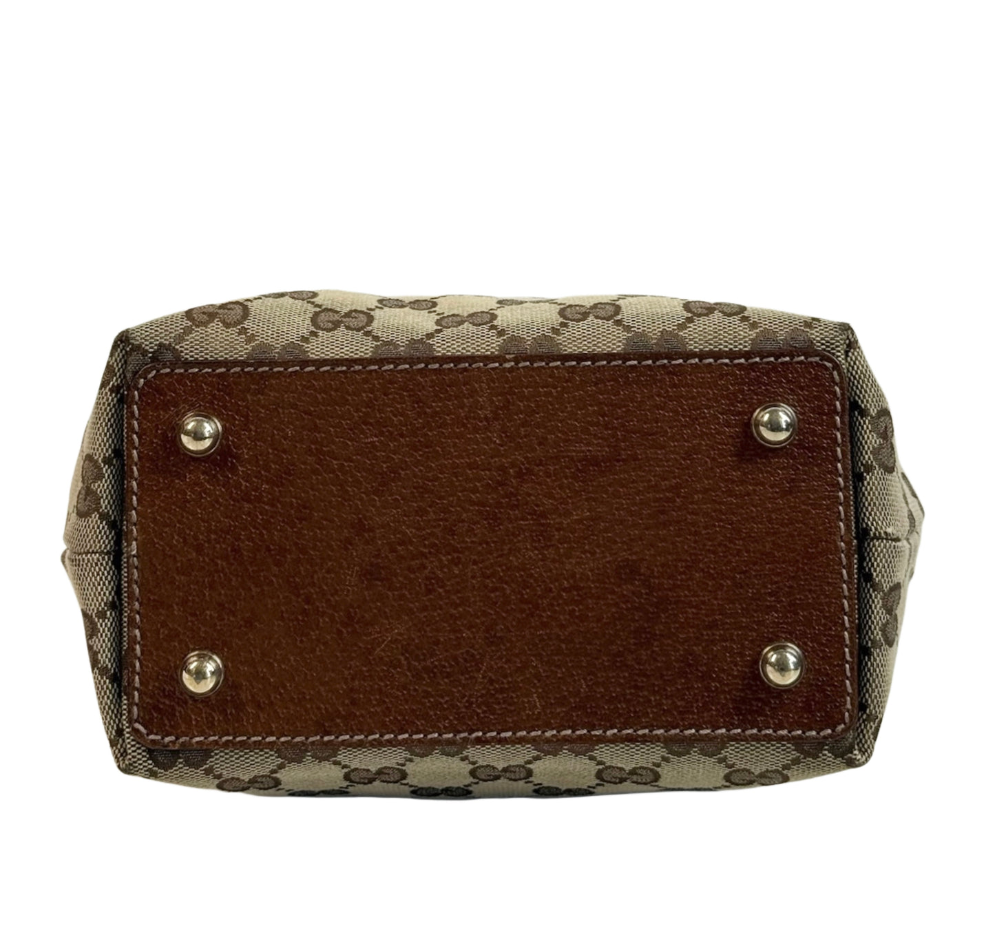 Gucci Vintage Brown GG Monogram Canvas Bamboo Handle Small Shoulder Tote Bag