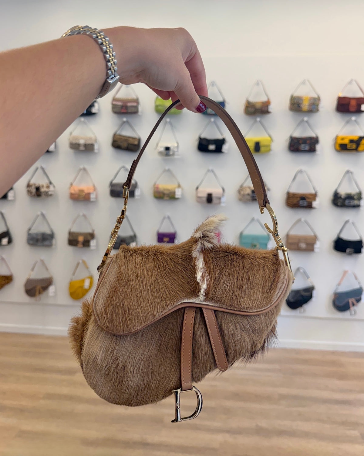 Dior by John Galliano Vintage 2000 Pony Hair Mohawk Mini Saddle Bag