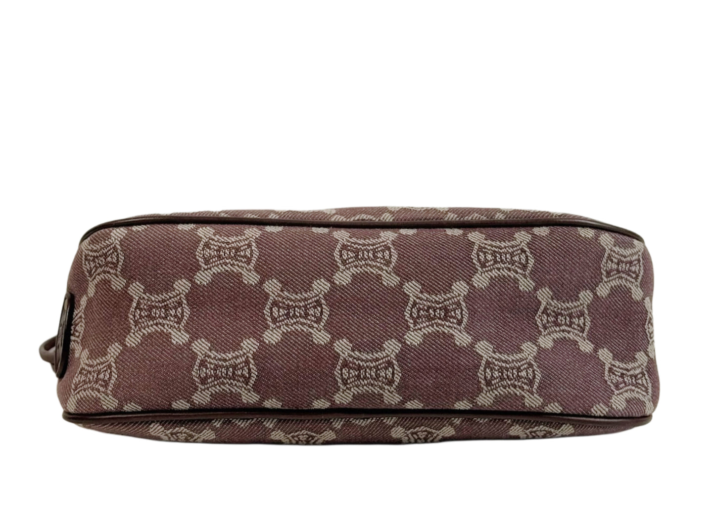 Celine Vintage Burgundy Triomphe Monogram Canvas Shoulder Pochette Bag