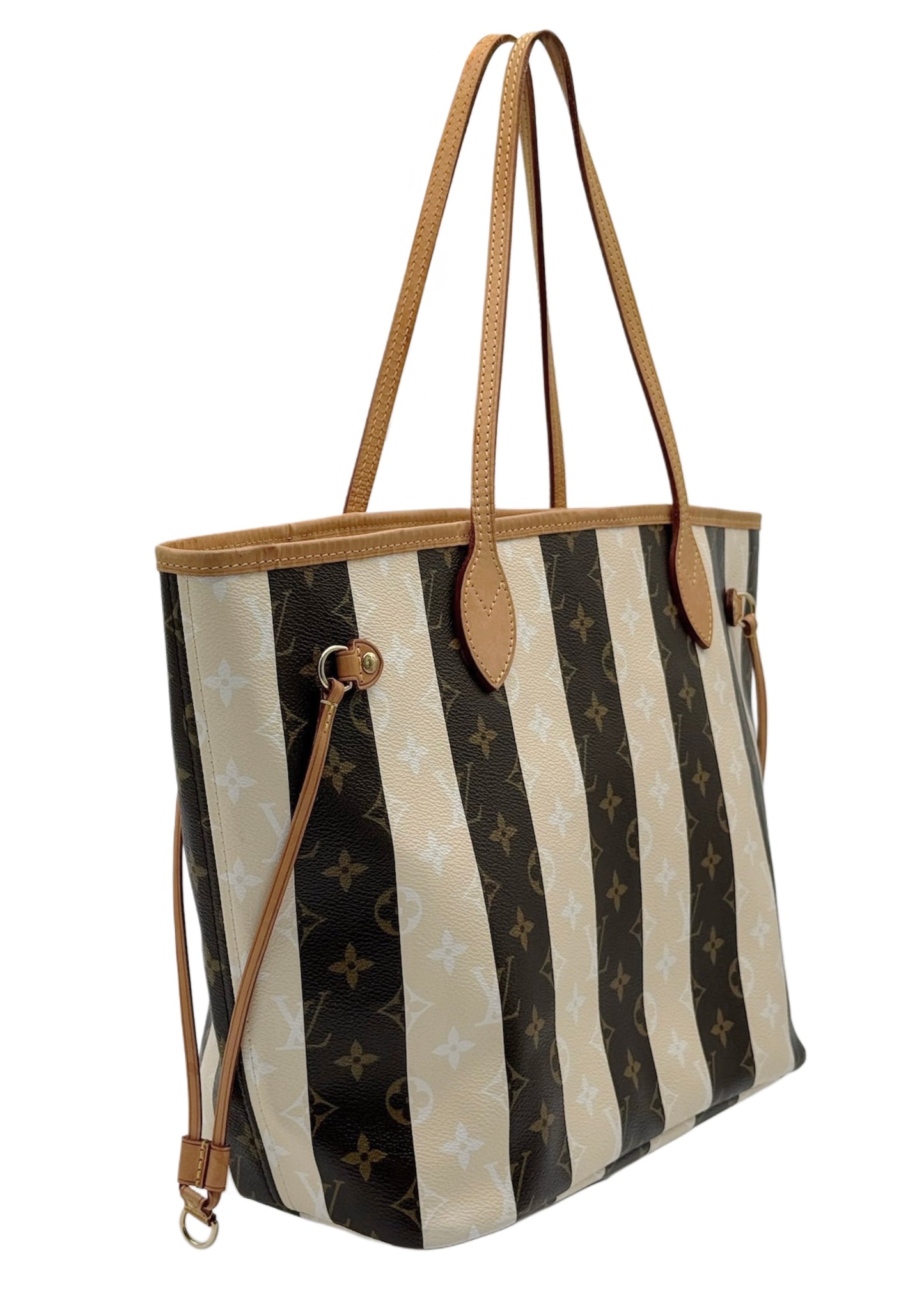 Louis Vuitton 2011 Monogram Rayures Neverfull MM Shoulder Tote Bag
