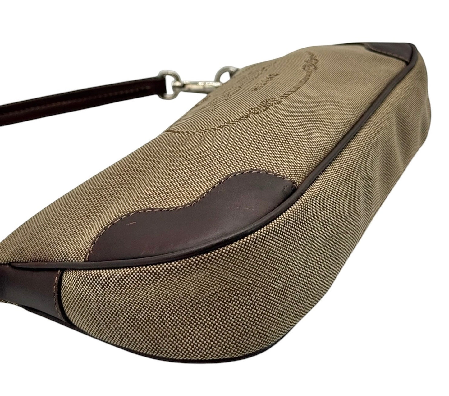 Prada Beige Jacquard Canapa Canvas Shoulder Pochette Bag
