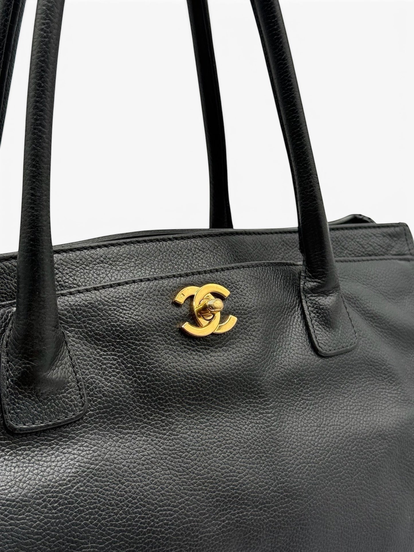 Chanel Vintage 00s Black Deerskin Medium Cerf Executive Tote with 24K GPHW