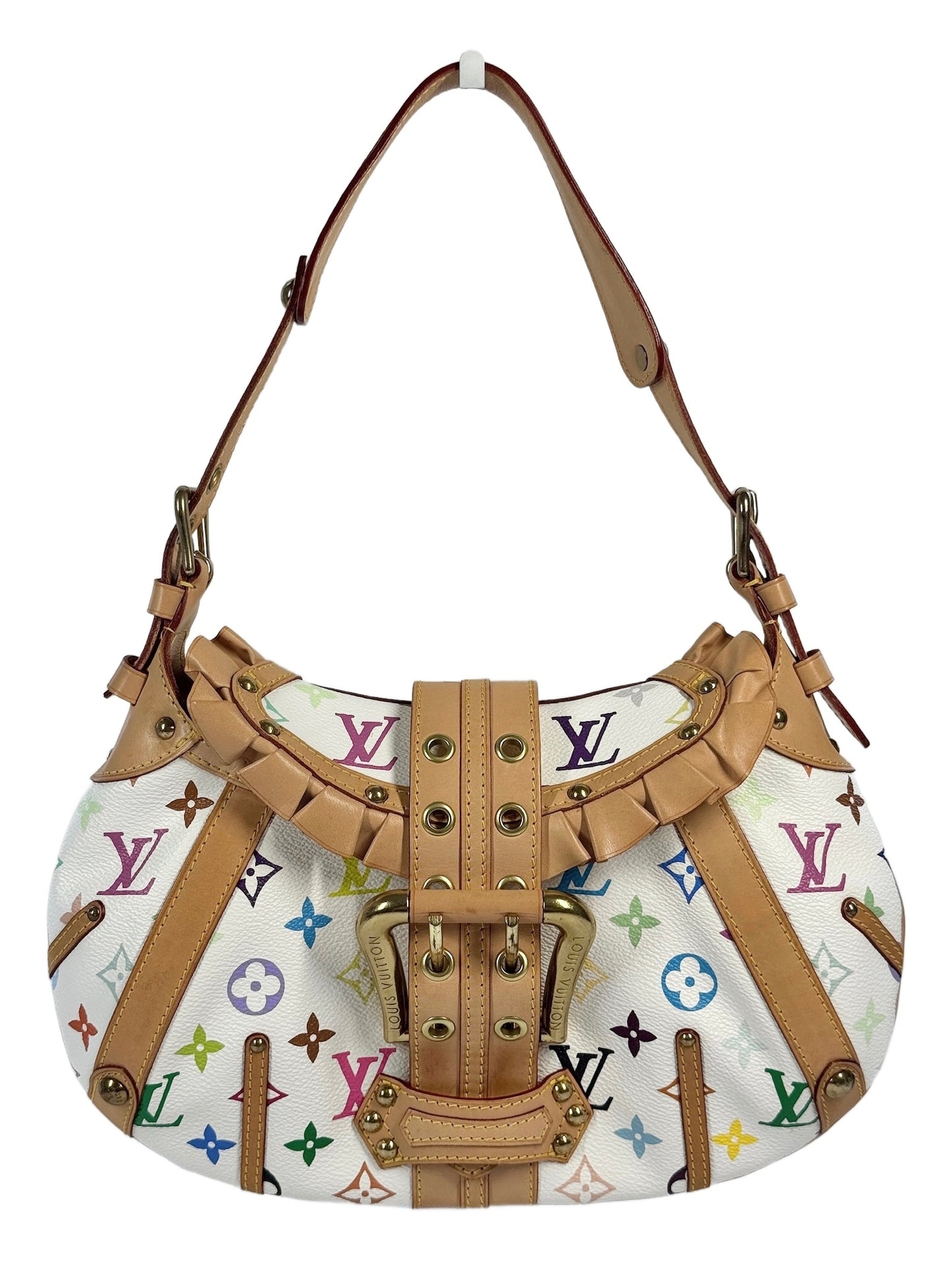 Louis Vuitton Vintage 2004 Takashi Murakami Blanc / White Multicolor Monogram Leonor Shoulder Bag