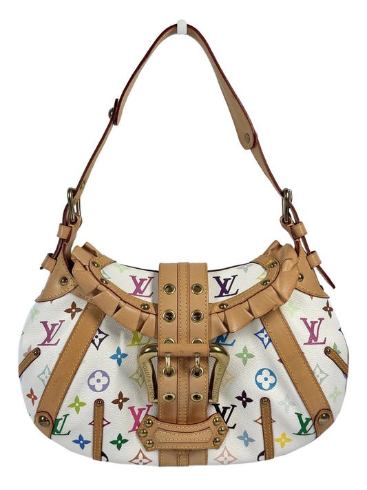 Louis Vuitton Vintage 2004 Takashi Murakami Blanc / White Multicolor Monogram Leonor Shoulder Bag