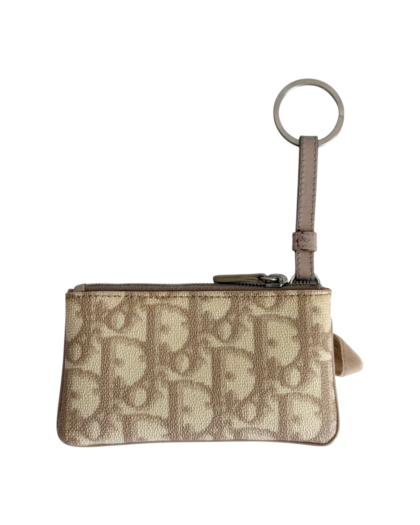 Dior Vintage 2005 Beige Trotter Monogram Romantique Card Holder Key Chain Pouch