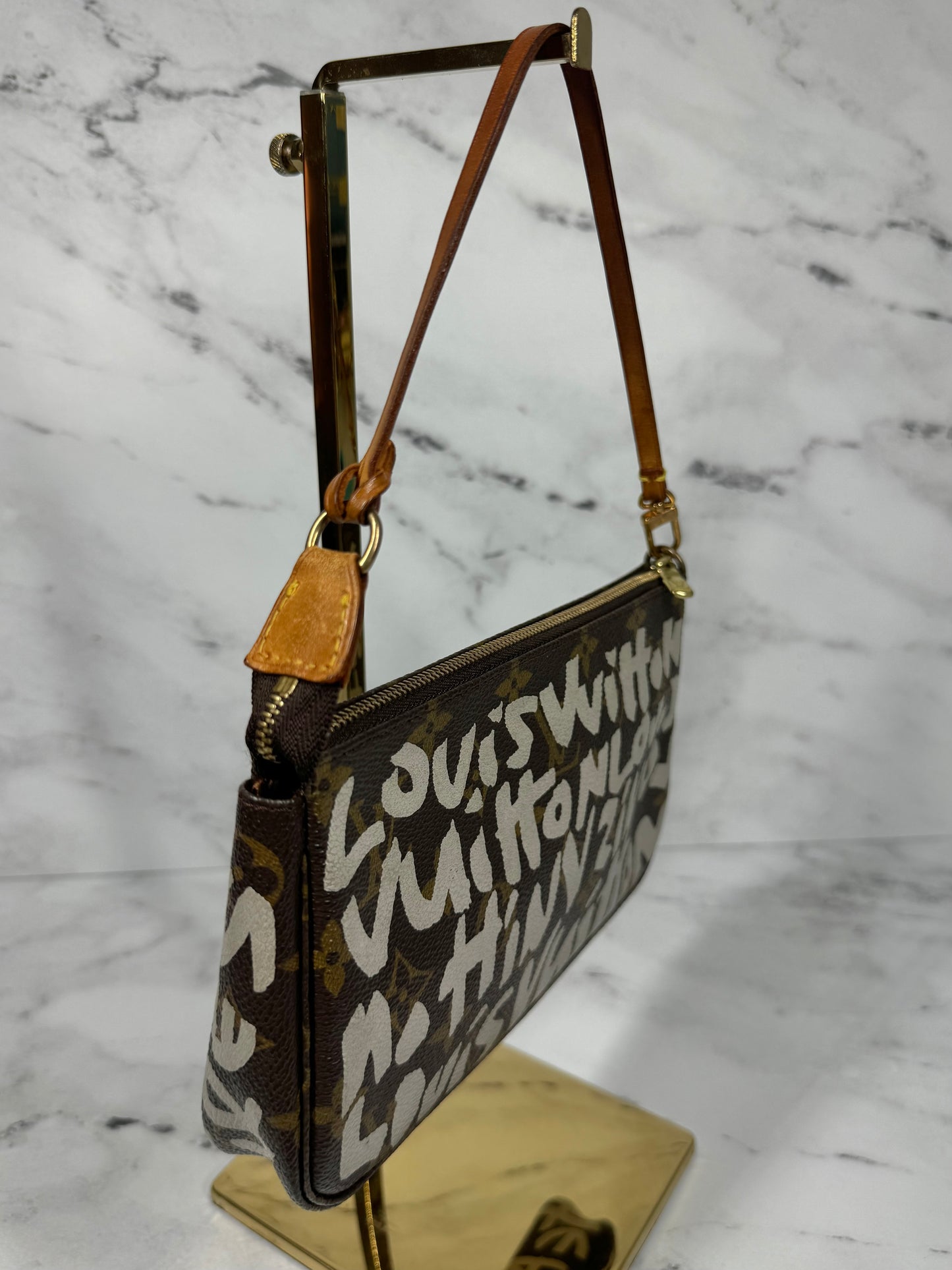 Louis Vuitton x Stephen Sprouse Vintage 2001 Monogram Silver Graffiti Pochette Accessoires