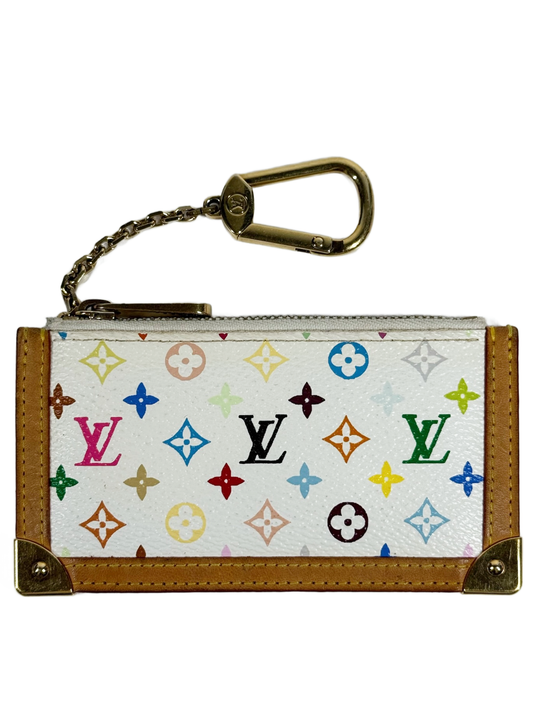 Louis Vuitton Vintage 2003 Multicolor Blanc / White Monogram Key Pouch
