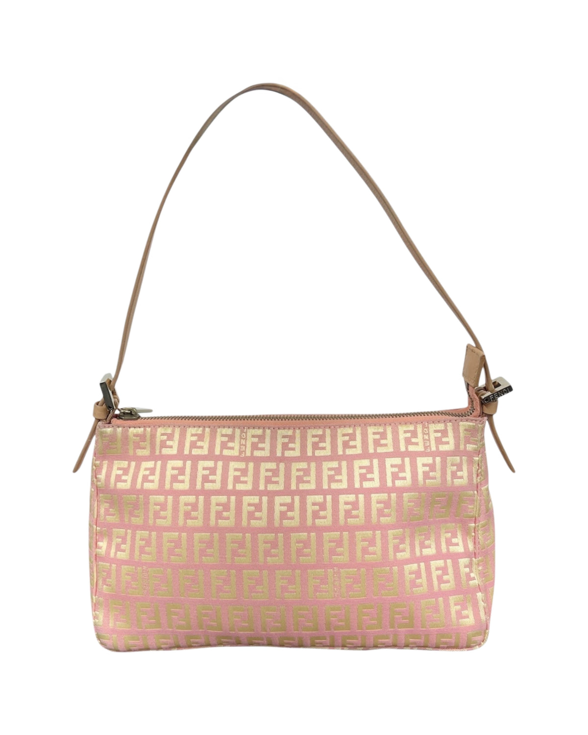 Fendi Vintage Pink & Yellow Zucchino Zucca Monogram Medium Shoulder Pochette Bag