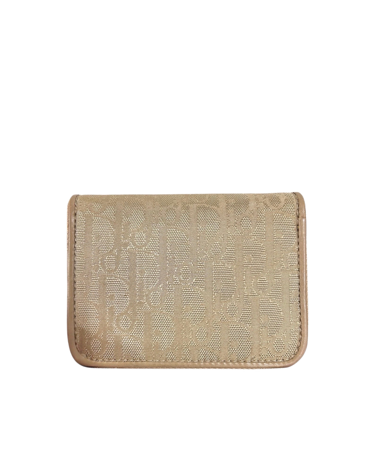 Dior Vintage 2007 Beige Diorissimo Trotter Monogram Small Zip Around Wallet with Heart Charm