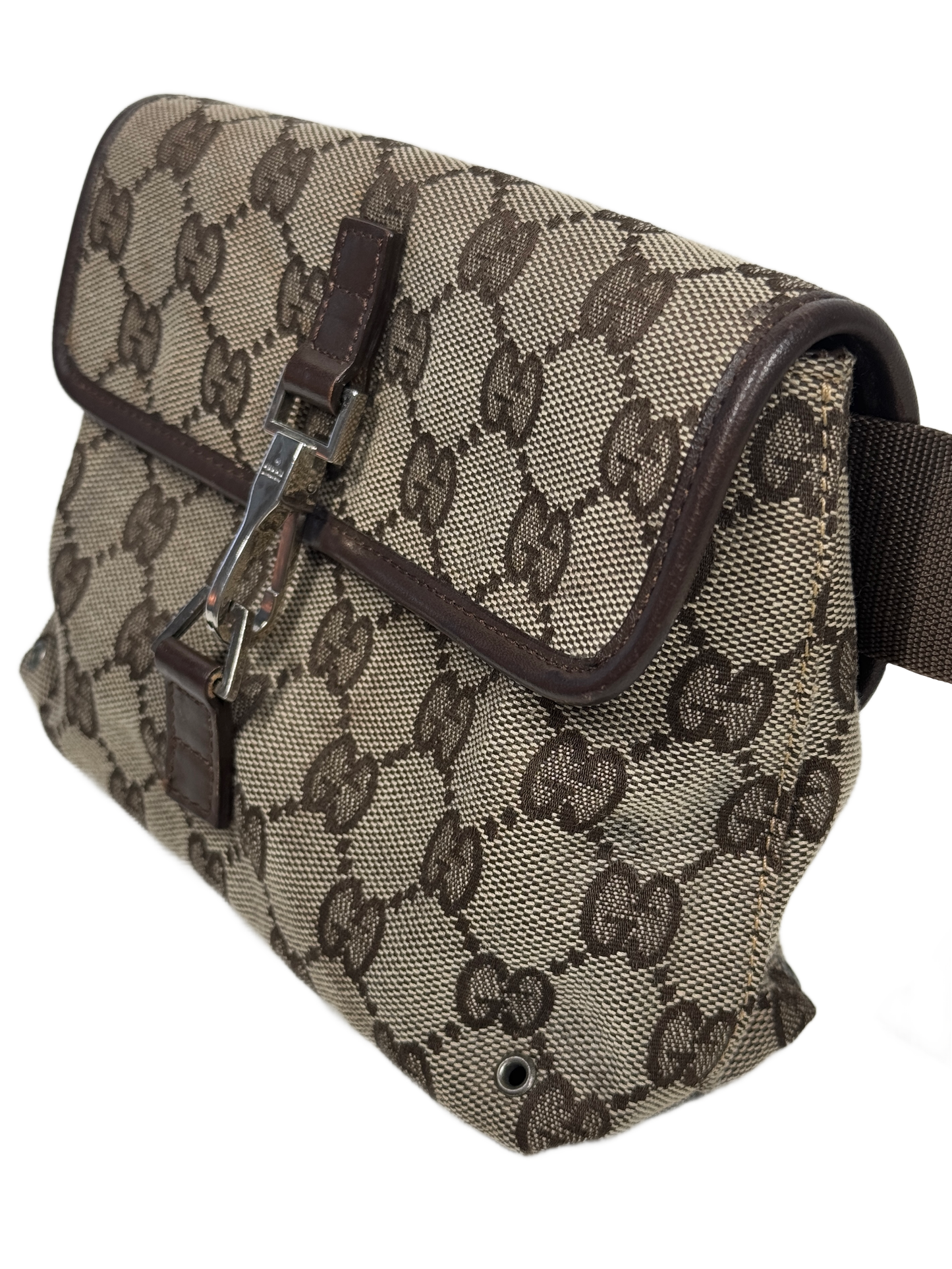 Gucci Vintage Brown GG Monogram Canvas Bum Belt Waist Bag