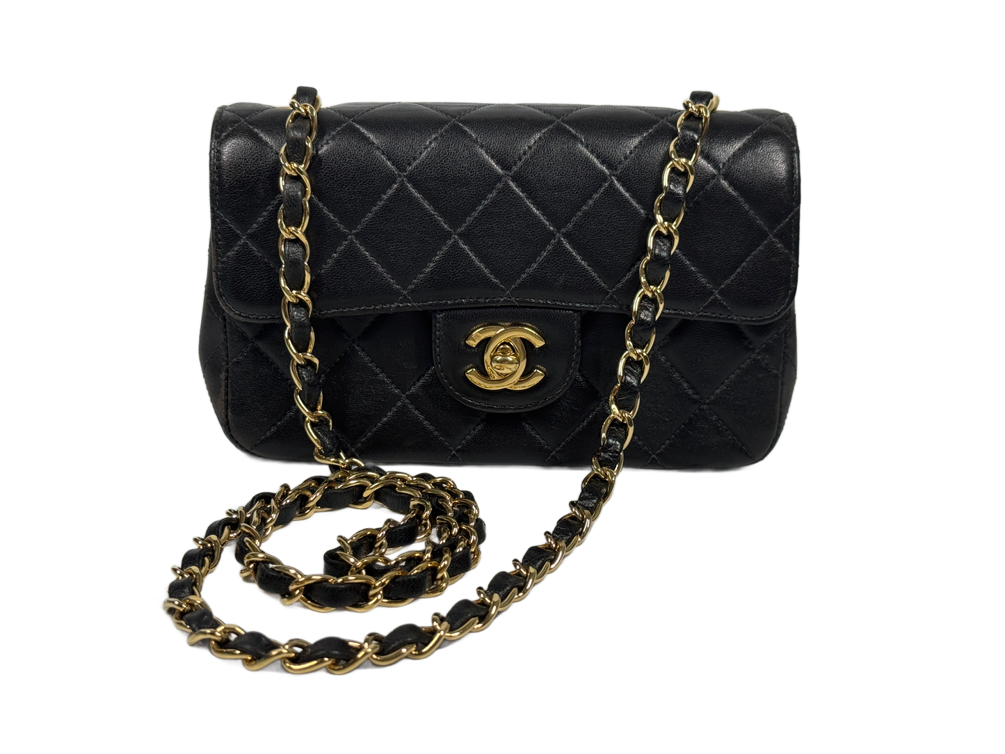 Chanel Vintage 00s Black Quilted Lambskin Classic Mini Rectangular Flap Bag