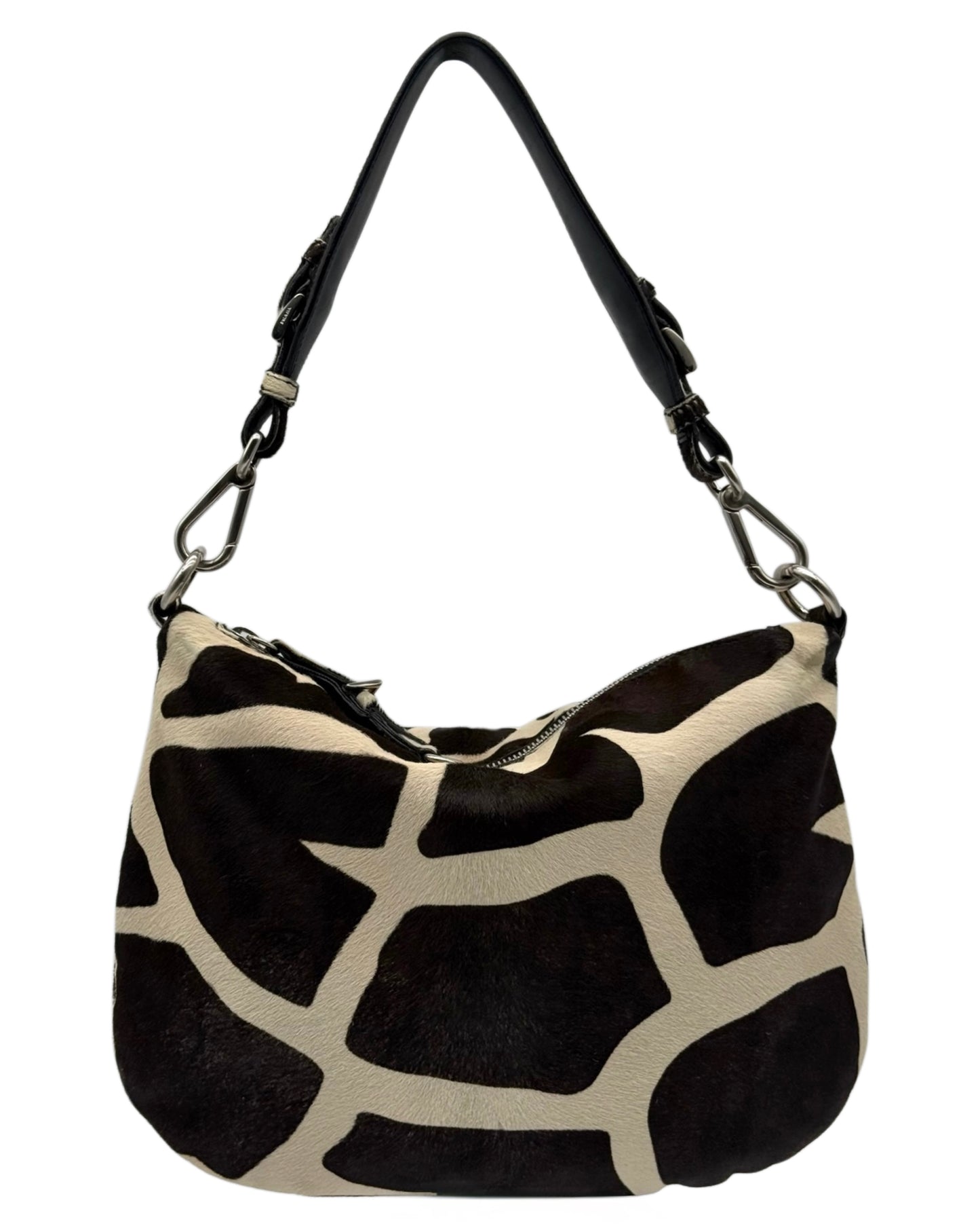 Prada Vintage Black & White Giraffe Print Pony Hair Hobo Shoulder Bag
