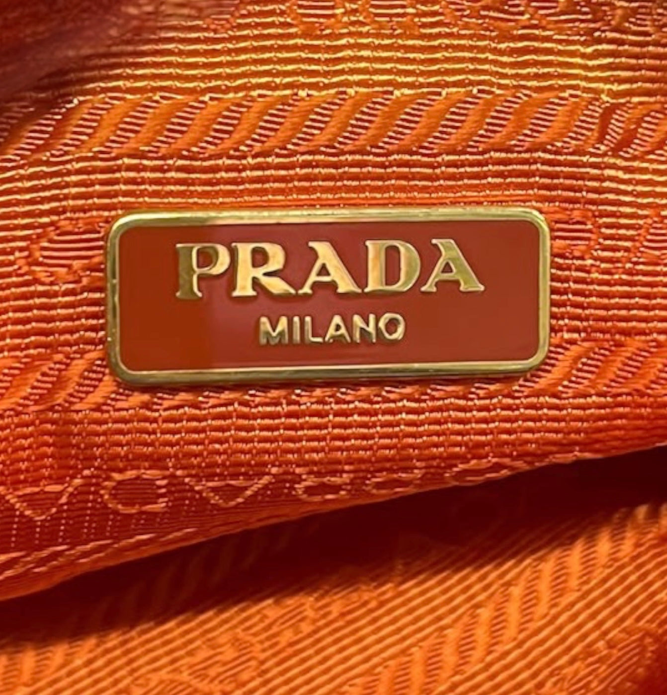 Prada Vintage Orange Nylon Rectangular Flat Small Shoulder Pochette Bag