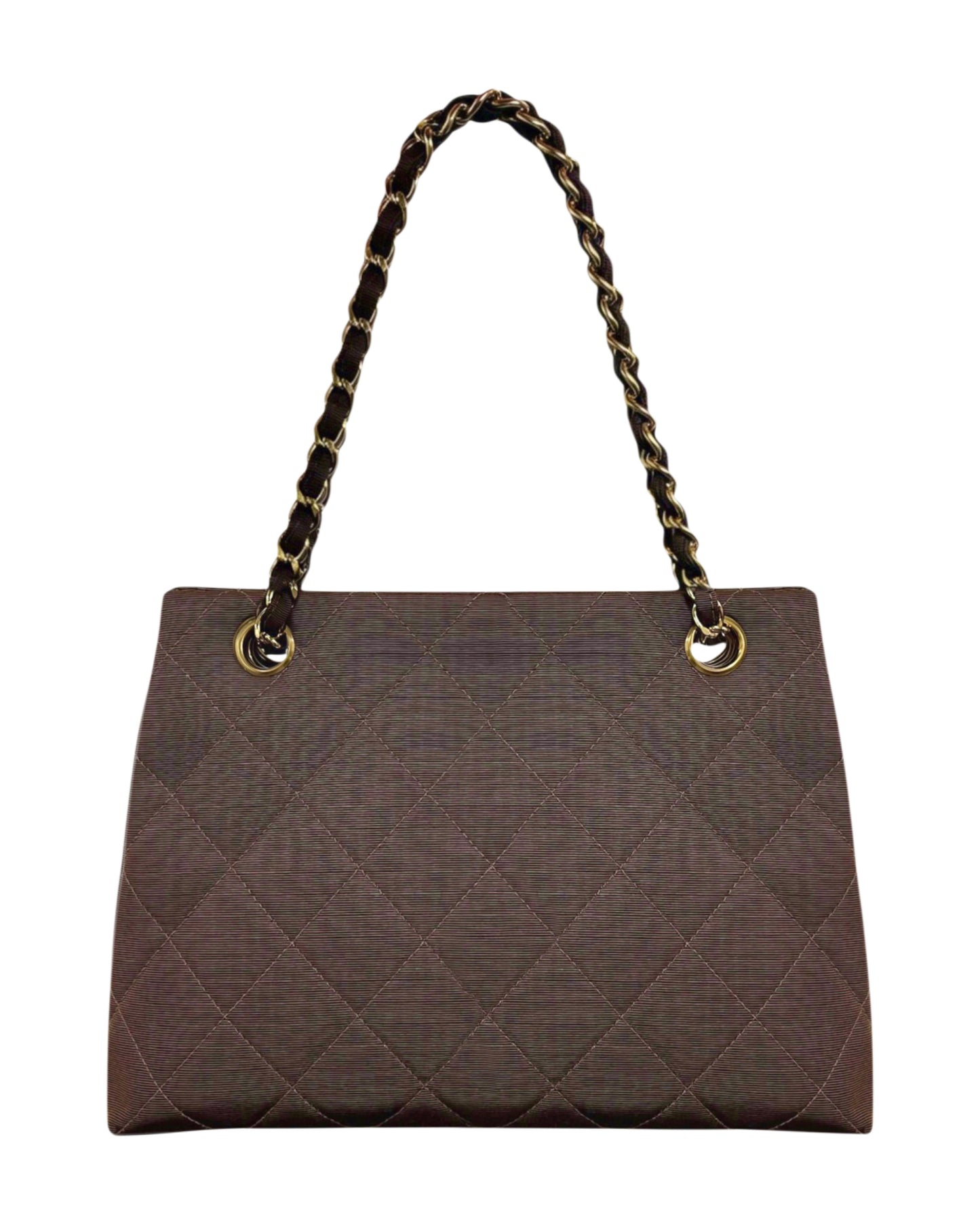 Chanel Vintage 1999 Dark Brown Quilted Satin Mini CC Shoulder Tote Bag with 24K Gold Plated Hardware