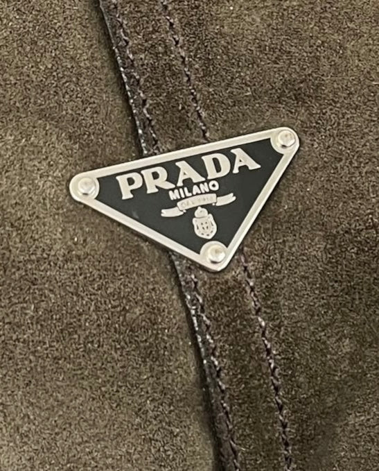Prada Vintage Khaki Green Suede Scamosciato Medium Hobo Shoulder Bag