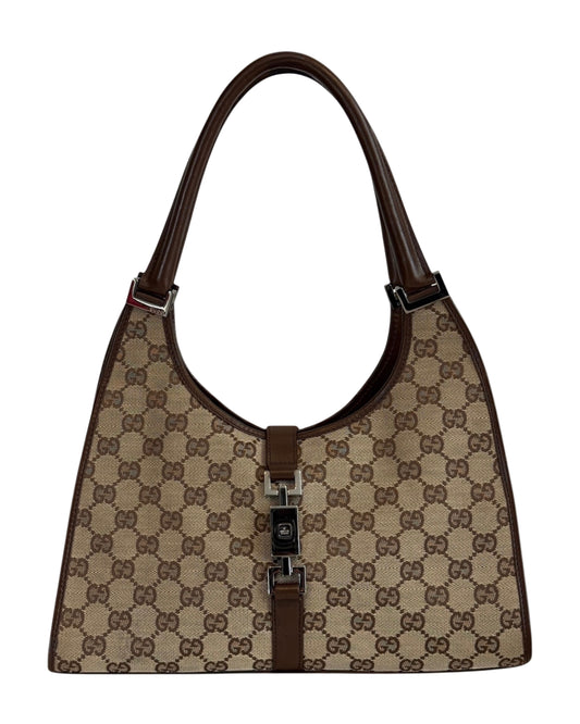 Gucci Vintage Brown GG Monogram Medium Jackie Shoulder Bag