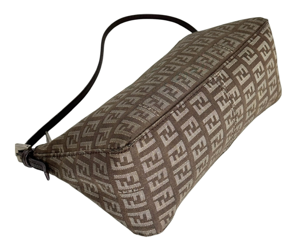 Fendi Vintage Light Brown Zucchino Zucca Monogram Rectangular Shoulder Pochette Bag