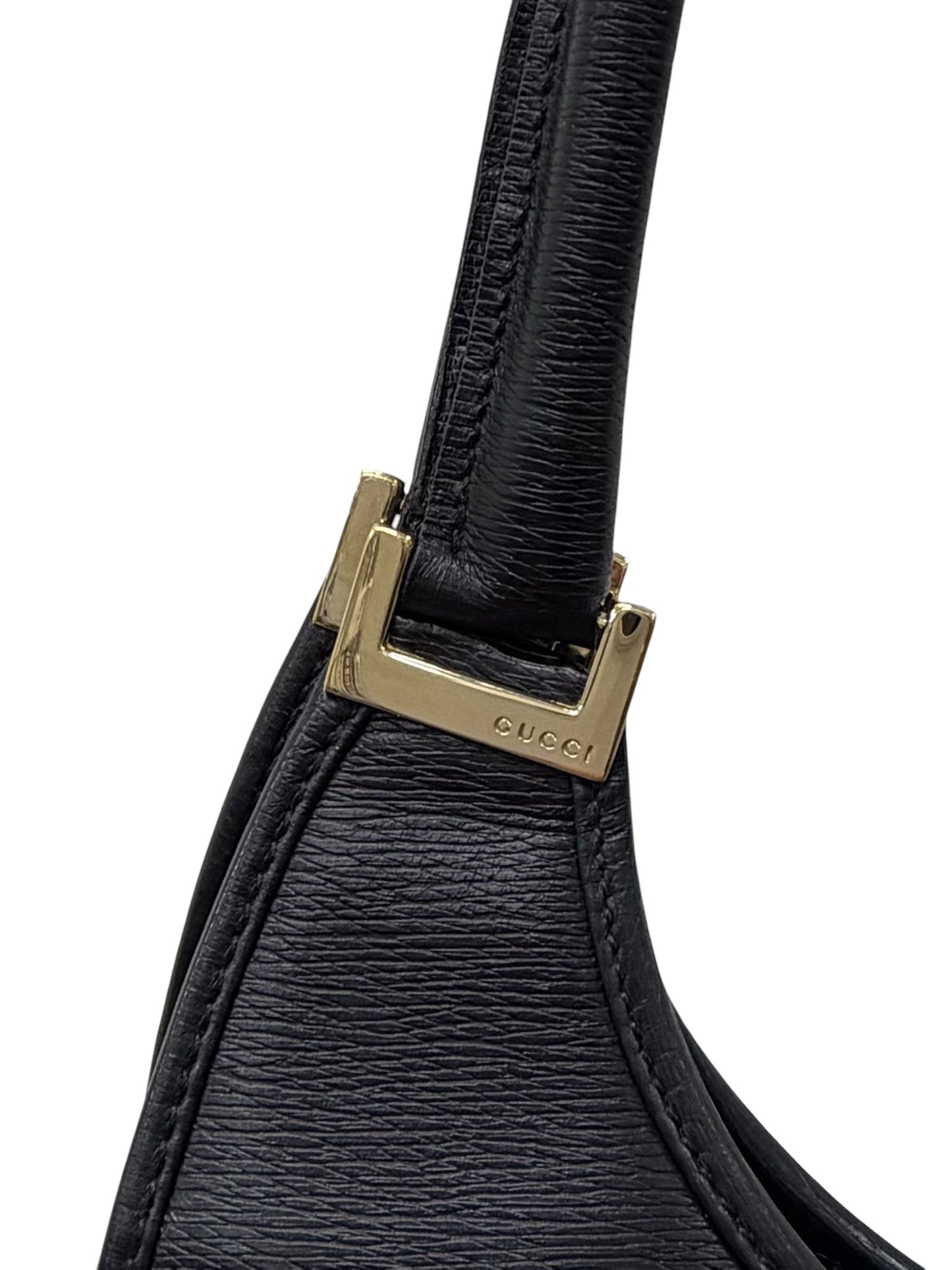 Gucci Vintage Black Coated Leather Medium Jackie Shoulder Bag