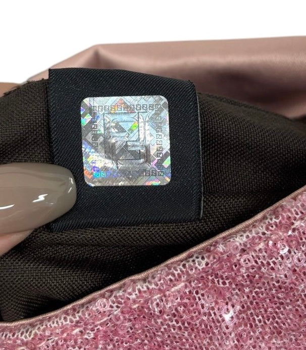 Fendi Vintage Pink Sequin Mini Shoulder Baguette Bag