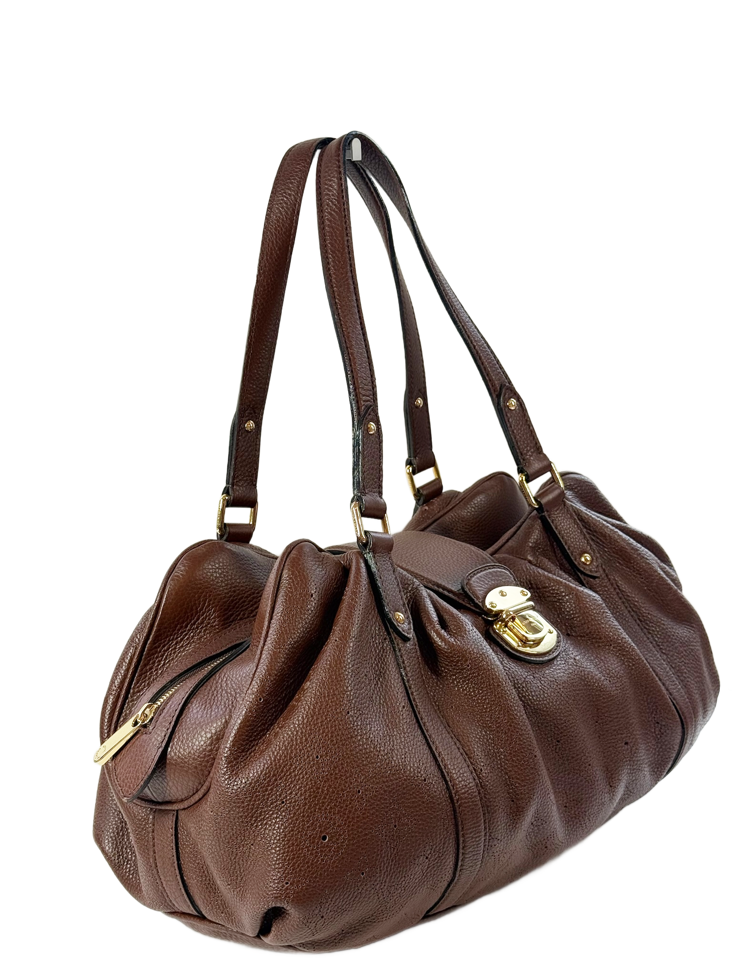 Louis Vuitton 2009 Chocolate Brown Mahina Monogram Leather Lunar GM Large Shoulder Bag