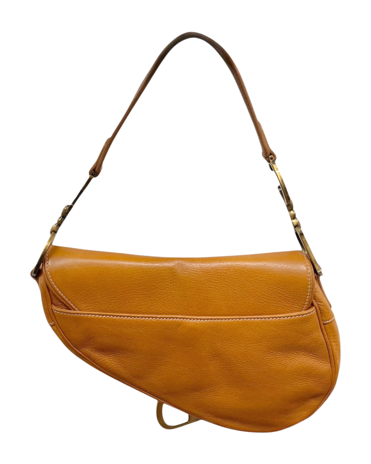 Dior Vintage 2002 Light Brown Calfskin Leather Medium Saddle Bag