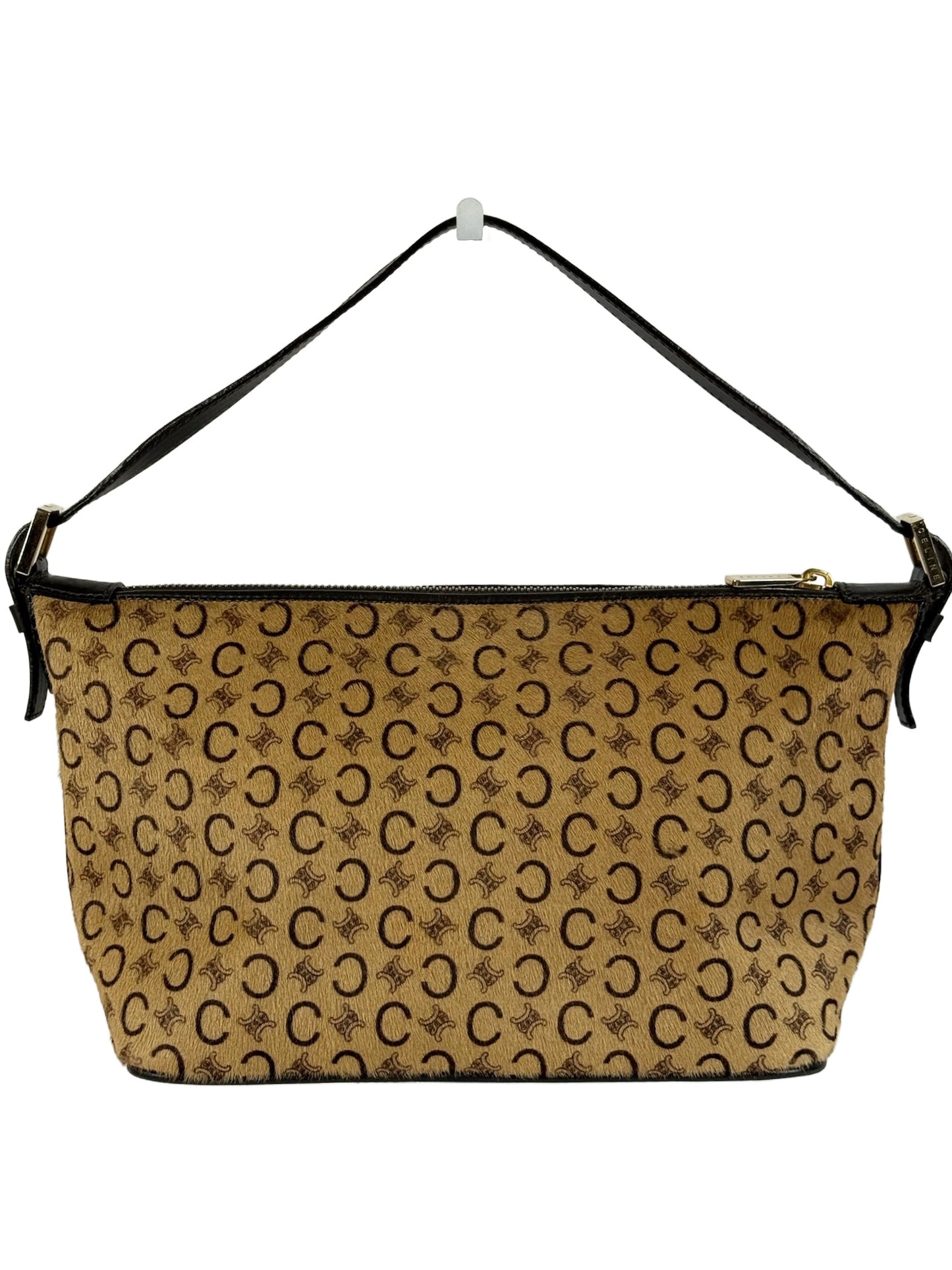 Celine Vintage Beige Macadam Monogram Pony Hair Medium Pochette