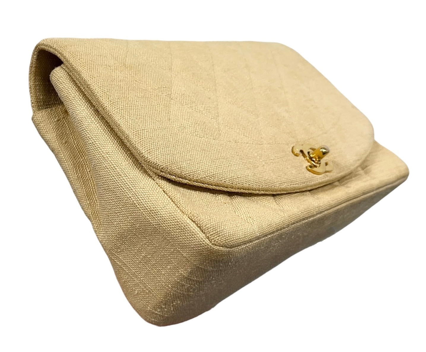 Chanel Vintage 1994 Beige Quilted Linen Medium Diana Flap Bag with 24K GPHW