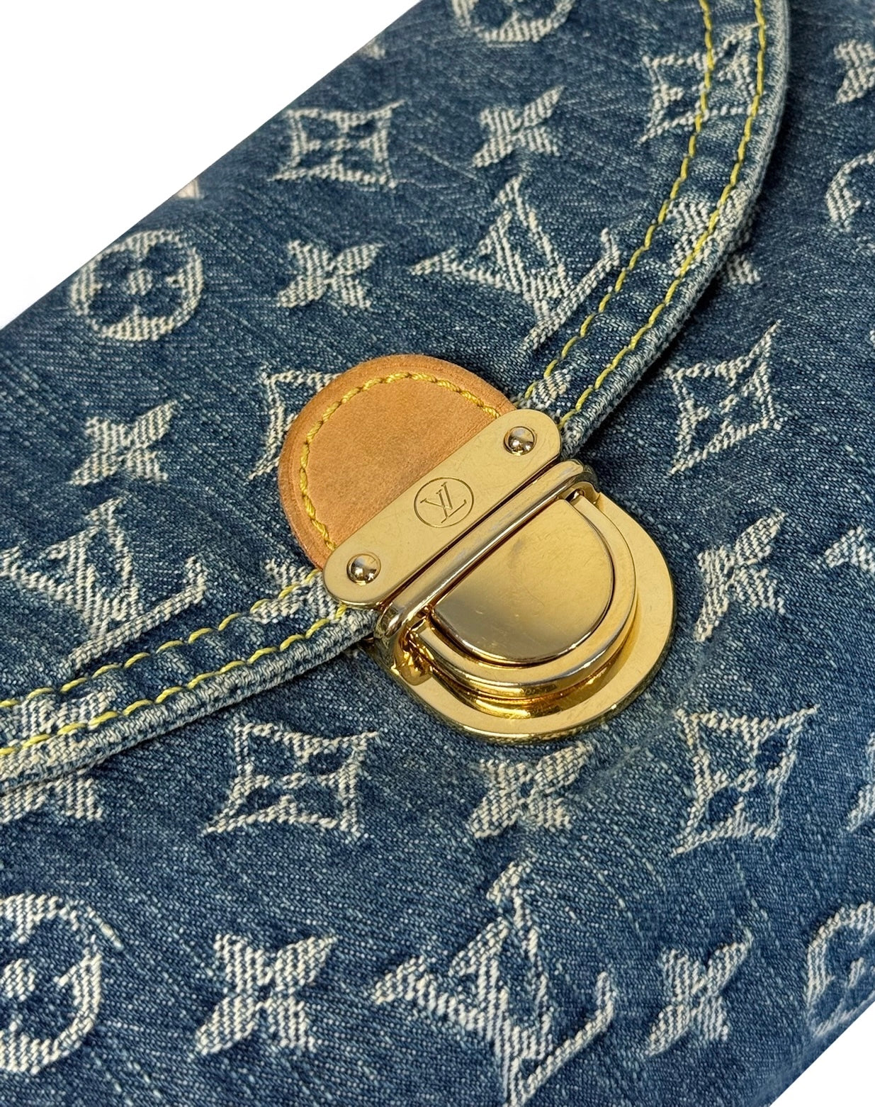Louis Vuitton Vintage Blue Denim Monogram Mini Pleaty Pochette Shoulder Bag