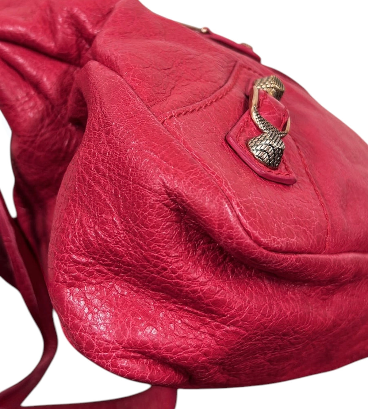 Balenciaga Vintage Red Leather Small Motocross Two-Way City Bag
