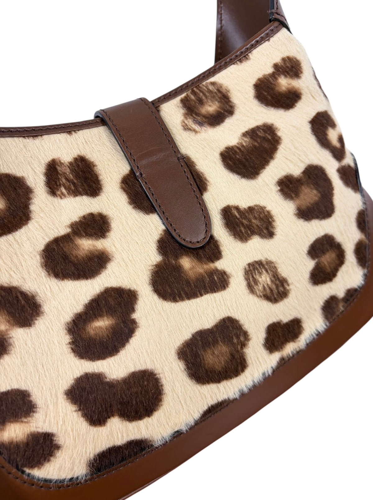 Gucci 2022 HA HA HA Collection Leopard Print Pony Hair Small Jackie Shoulder Crossbody Two-Way Bag