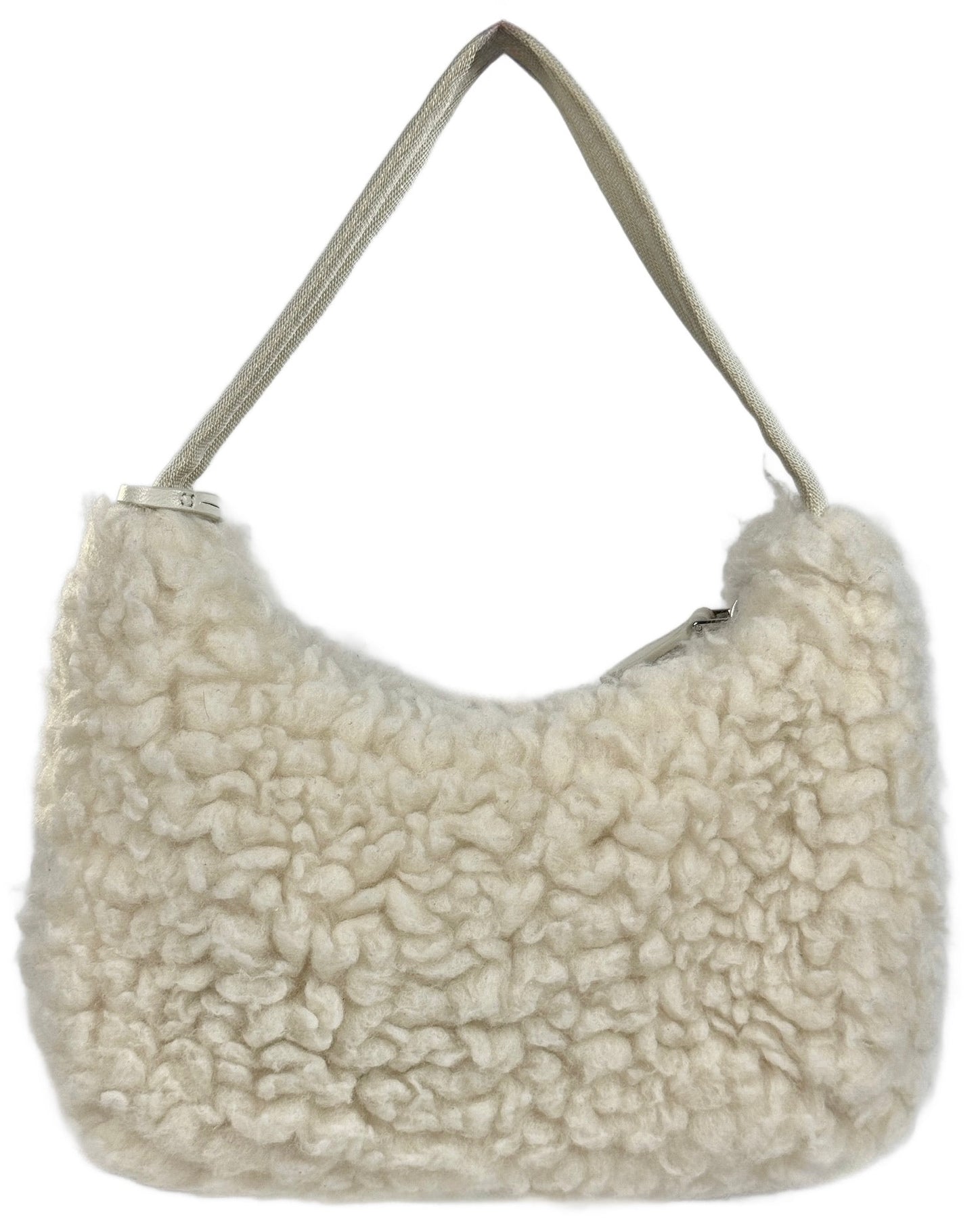 Prada Ivory Sherpa Re-Edition Small Shoulder Bag