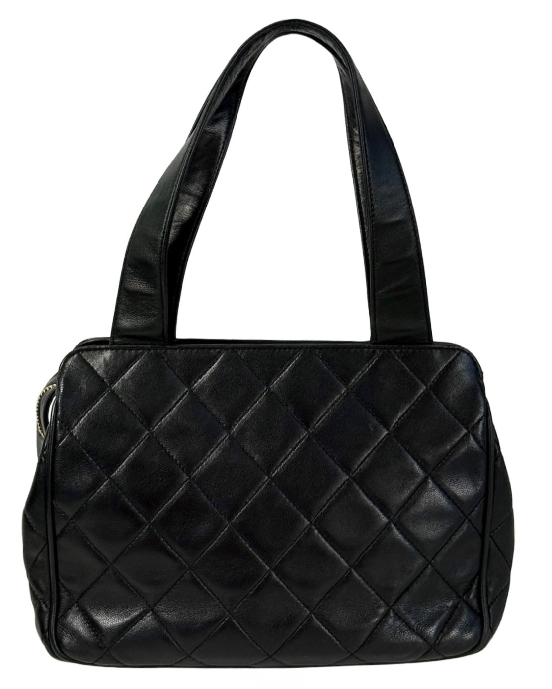 Chanel Vintage Black Quilted Lambskin Small Kelly Top Handle Shoulder Bag w 24K GPHW