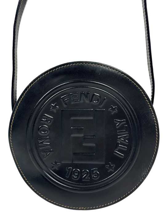 Fendi Vintage Black & Pequin Stripe Round Shoulder Crossbody Bag