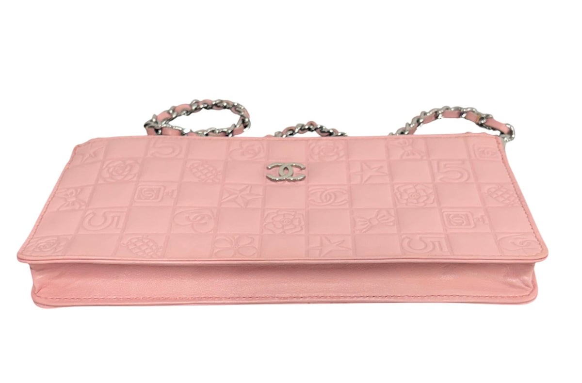 Chanel Vintage 00s Pink Lambskin Precious Symbols Shoulder Pochette Bag